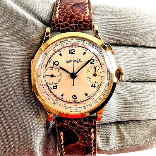 Eberhard & Co. Extra-Fort Monopusher Vintage Chronograph | Solid 18K Yellow Gold