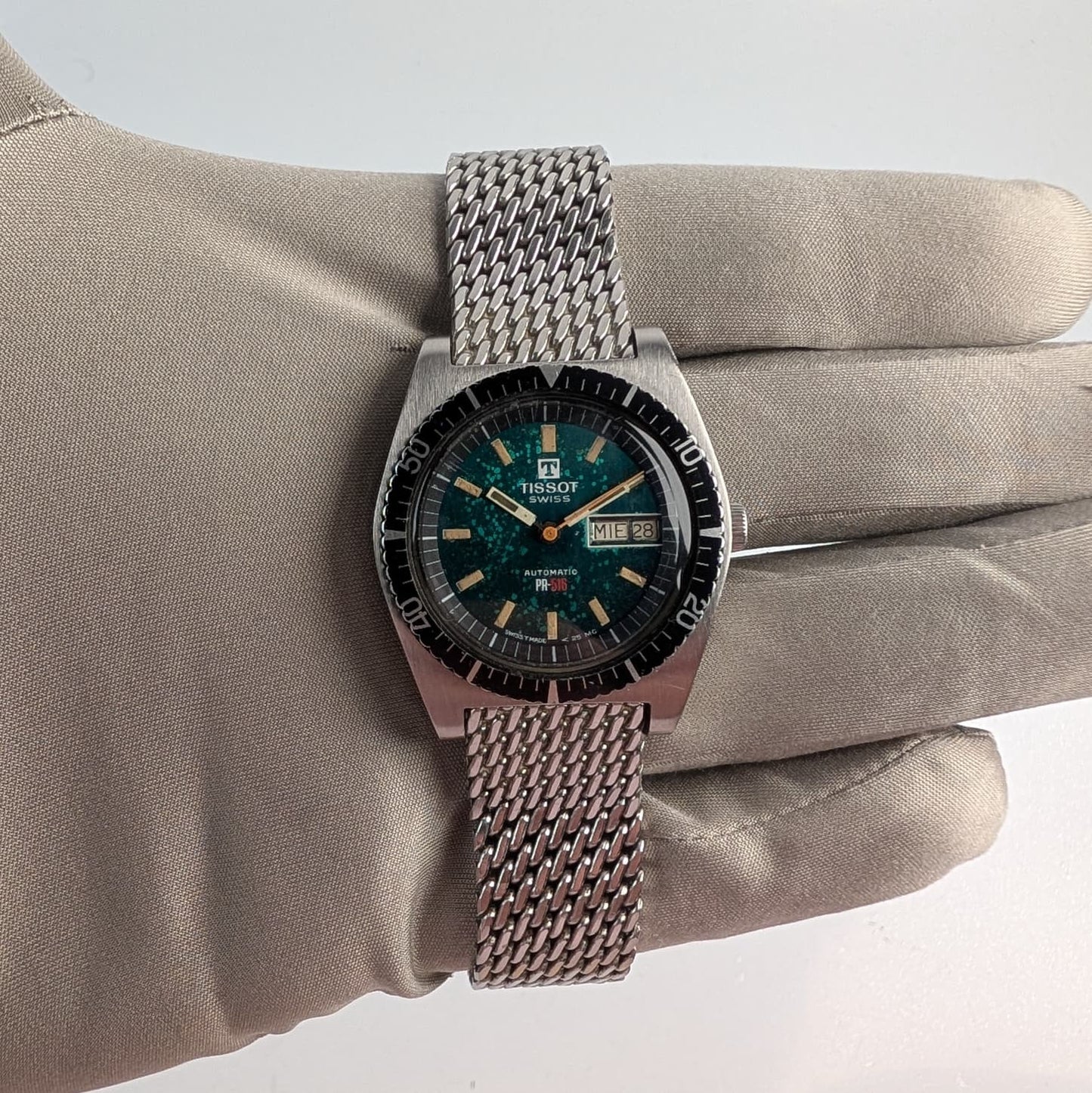 Tissot Visodate Seastar PR-516 | James Bond “Live and Let Die” | Mosaic Patina Dial | Original Mesh Bracelet