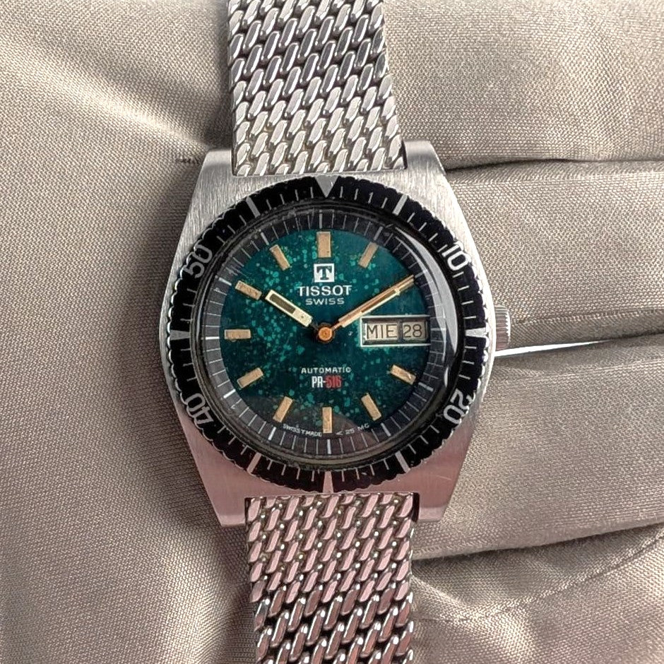 Tissot Visodate Seastar PR-516 | James Bond “Live and Let Die” | Mosaic Patina Dial | Original Mesh Bracelet