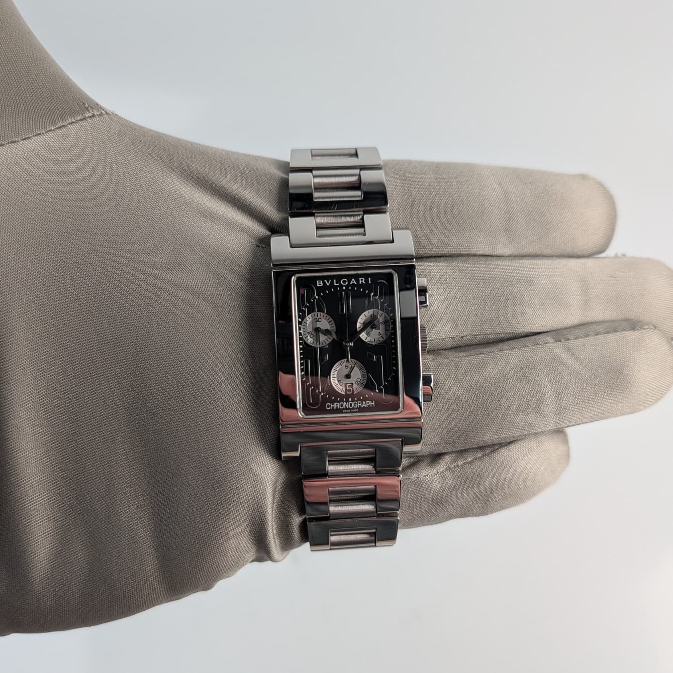Bulgari Rettangolo Chronograph Men's Watch | Black Dial | Ref. RTC49S