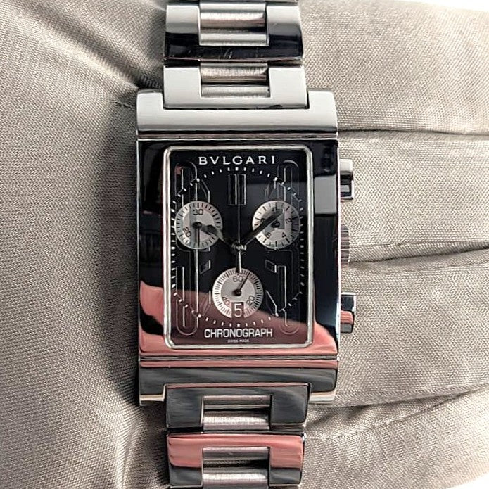 Bulgari Rettangolo Chronograph Men's Watch | Black Dial | Ref. RTC49S