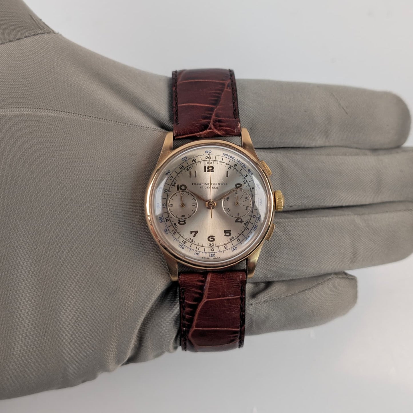 Swiss Vintage Solid 18K Yellow Gold Men's Chronograph Watch | Recently Serviced