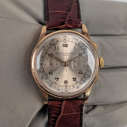Swiss Vintage Solid 18K Yellow Gold Men's Chronograph Watch | Recently Serviced