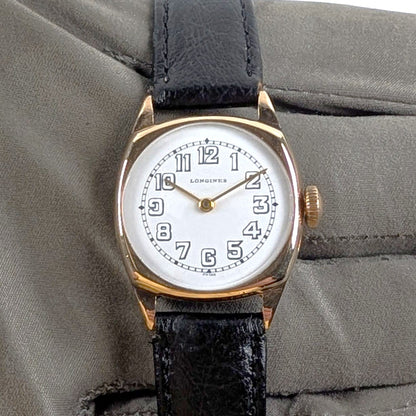 Rare Longines Wadsworth Solid 14K Yellow Gold Cushion Case Watch – 1940s