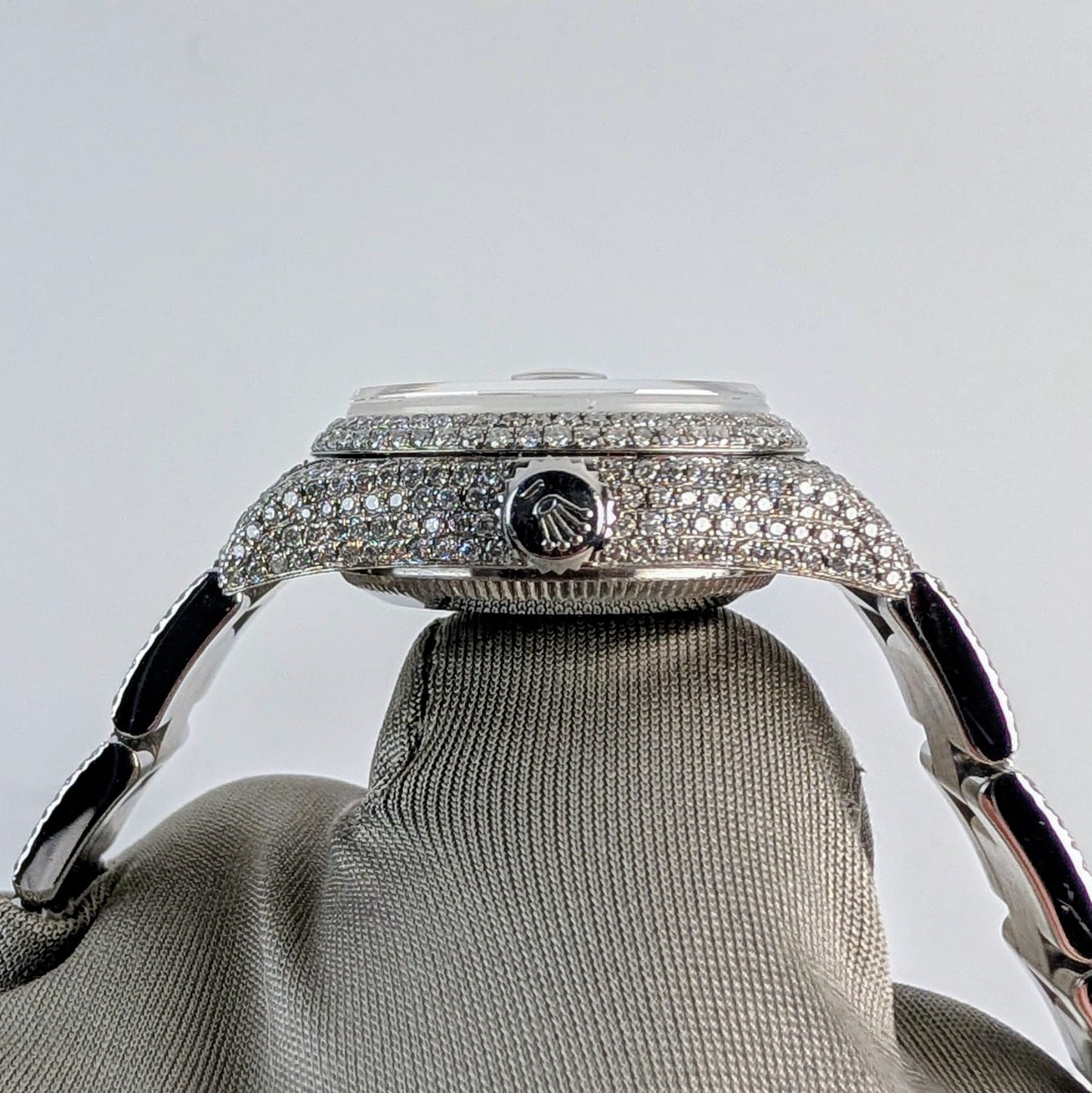 Rolex Datejust Ladies — Custom Natural Diamond Encrusted, Silver Index Dial, Ref. 179160