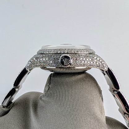 Rolex Datejust Ladies — Custom Natural Diamond Encrusted, Silver Index Dial, Ref. 179160