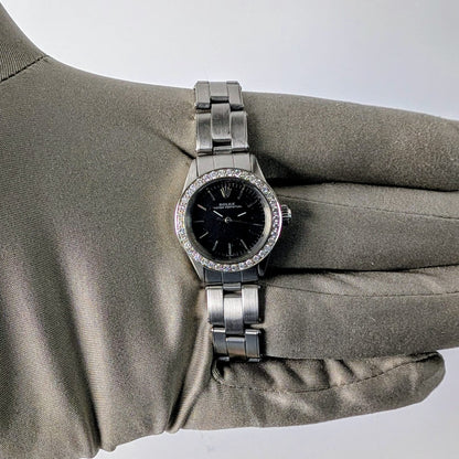 Rolex Ladies Oyster Perpetual | Black Dial | Diamond Bezel | Ref. 6618